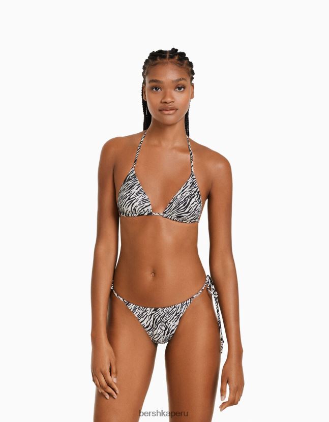 crema Bershka mujer braguitas de bikini con estampado de cebra 806J6B1773