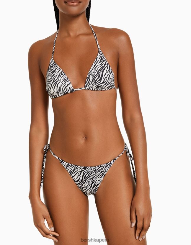 crema Bershka mujer braguitas de bikini con estampado de cebra 806J6B1773