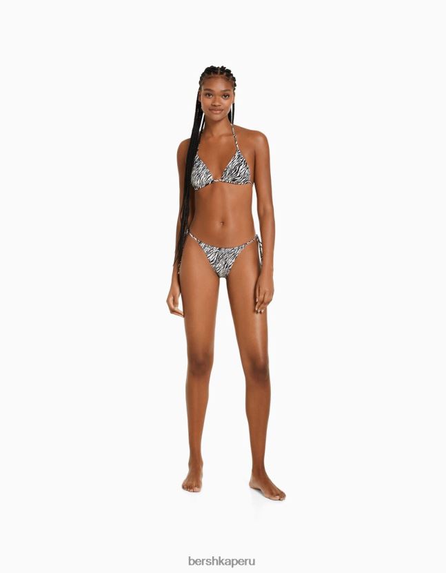 crema Bershka mujer braguitas de bikini con estampado de cebra 806J6B1773