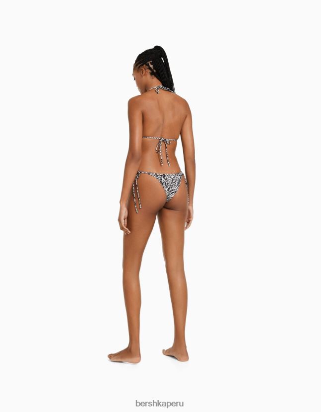 crema Bershka mujer top de bikini con estampado de cebra 806J6B1774
