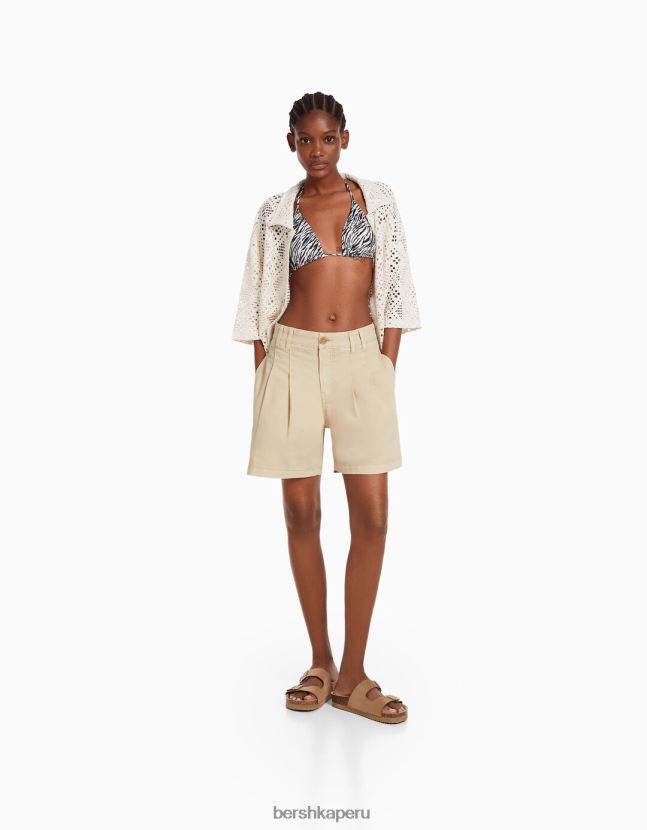 crema Bershka mujer top de bikini con estampado de cebra 806J6B1885