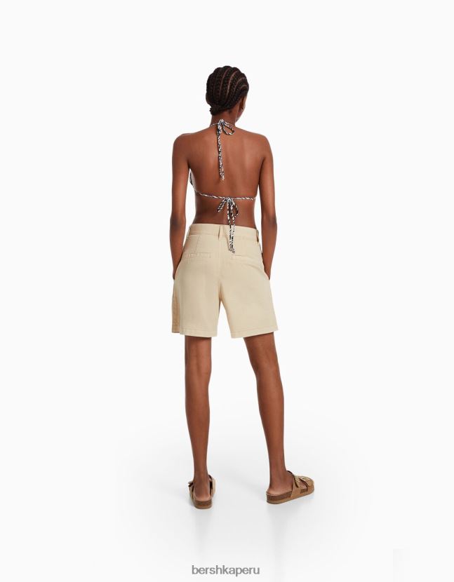 crema Bershka mujer top de bikini con estampado de cebra 806J6B1885