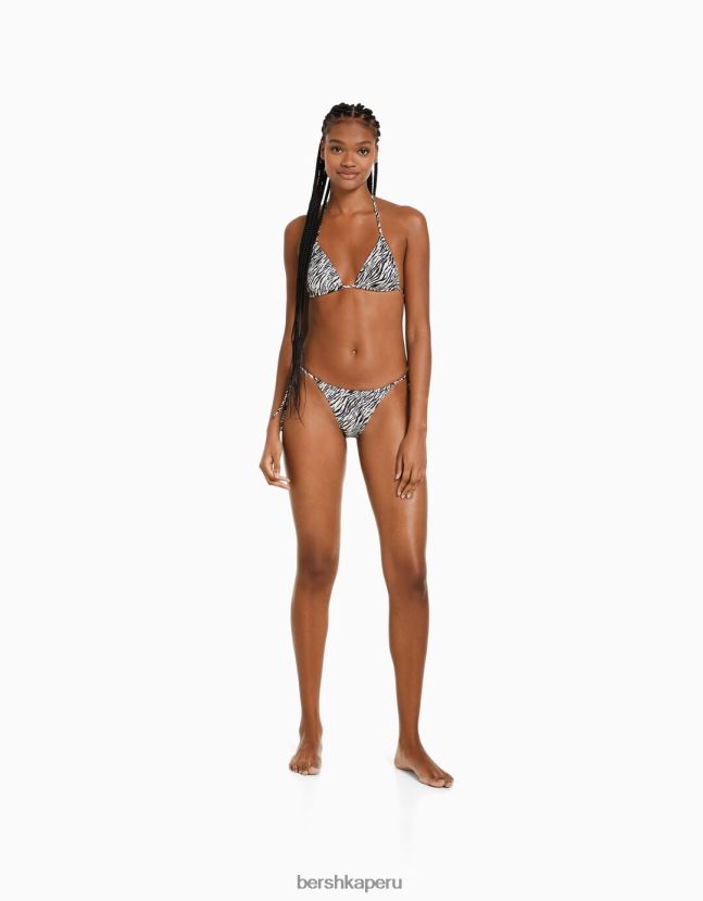 crema Bershka mujer top de bikini con estampado de cebra 806J6B1887