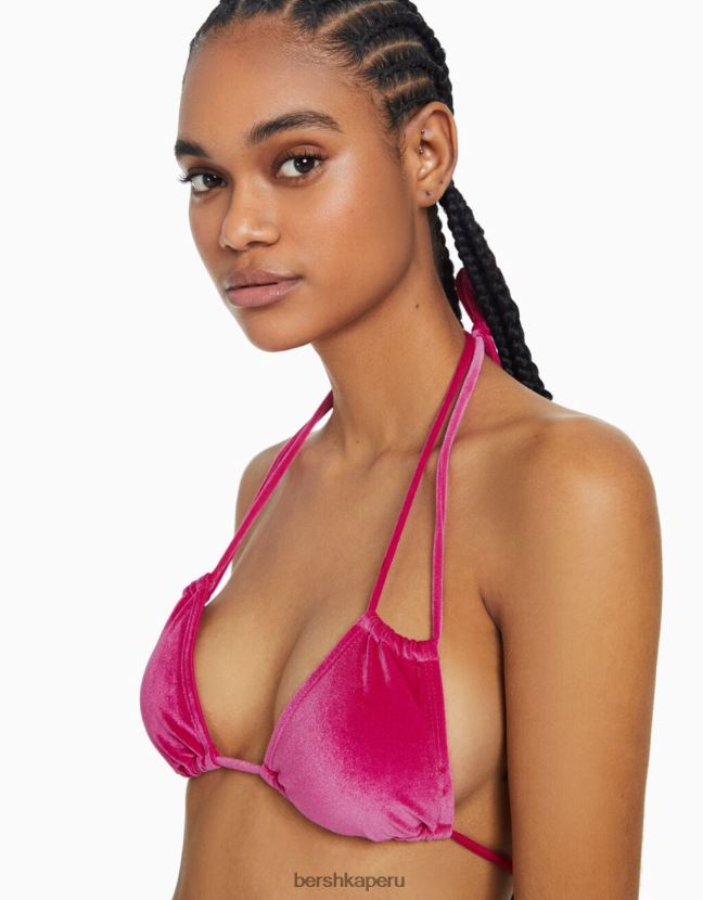 fucsia Bershka mujer top de bikini de terciopelo 806J6B1782
