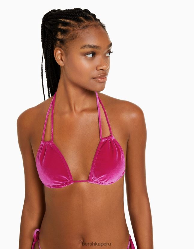 fucsia Bershka mujer top de bikini de terciopelo 806J6B1783