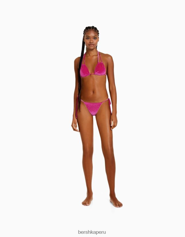 fucsia Bershka mujer top de bikini de terciopelo 806J6B1783