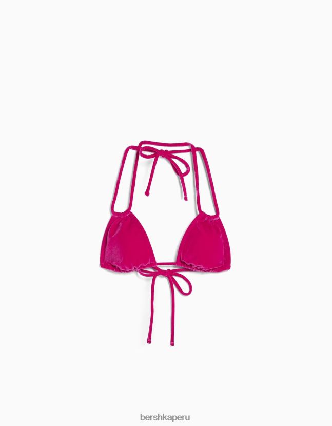 fucsia Bershka mujer top de bikini de terciopelo 806J6B1783