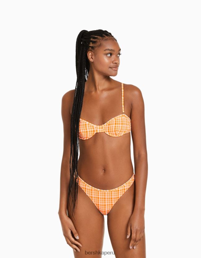 naranja Bershka mujer braguitas de bikini a cuadros vichy 806J6B1800