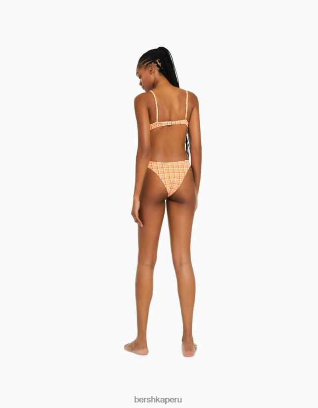 naranja Bershka mujer top de bikini a cuadros 806J6B1798