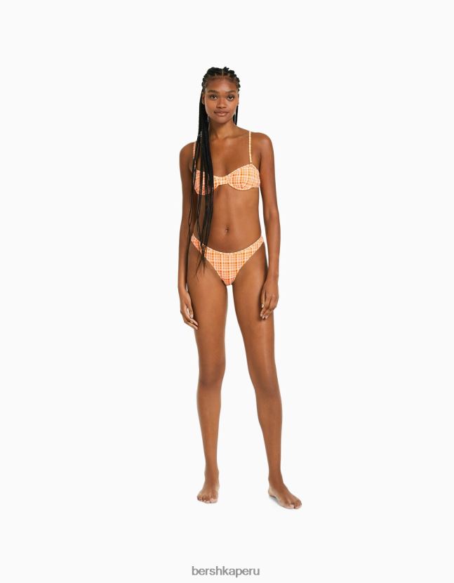 naranja Bershka mujer top de bikini a cuadros 806J6B1798