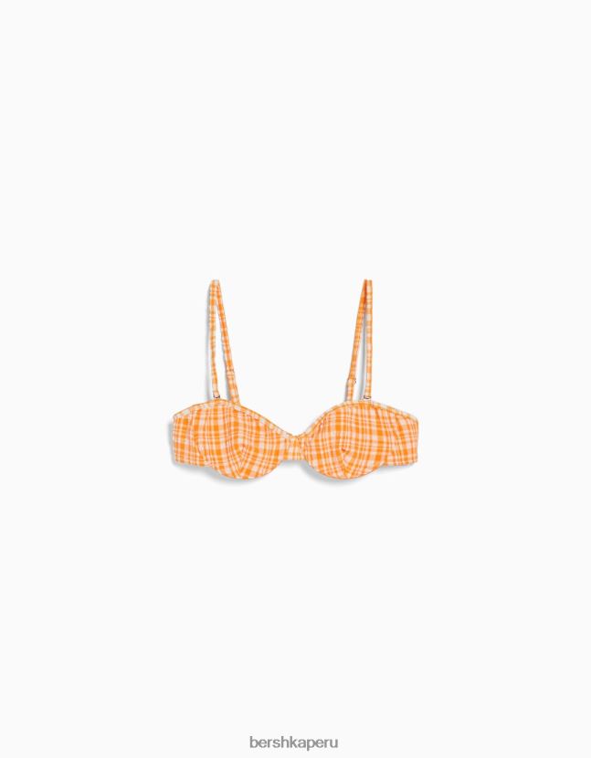 naranja Bershka mujer top de bikini a cuadros 806J6B1798