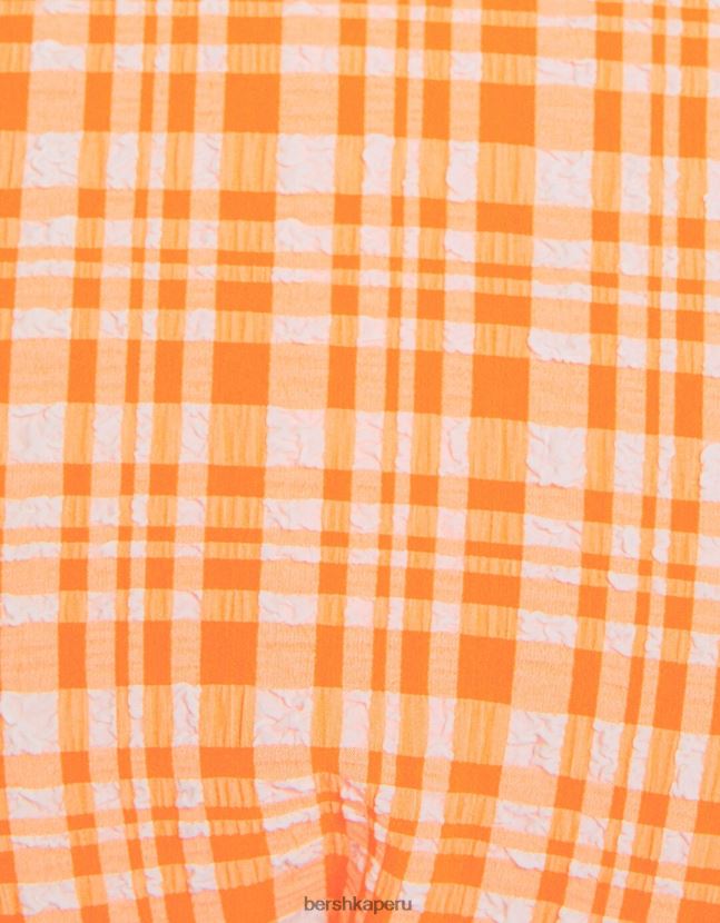 naranja Bershka mujer top de bikini a cuadros 806J6B1798