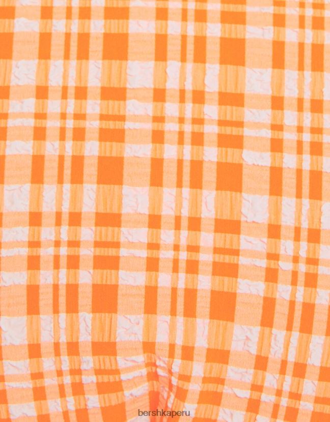 naranja Bershka mujer top de bikini a cuadros 806J6B1799
