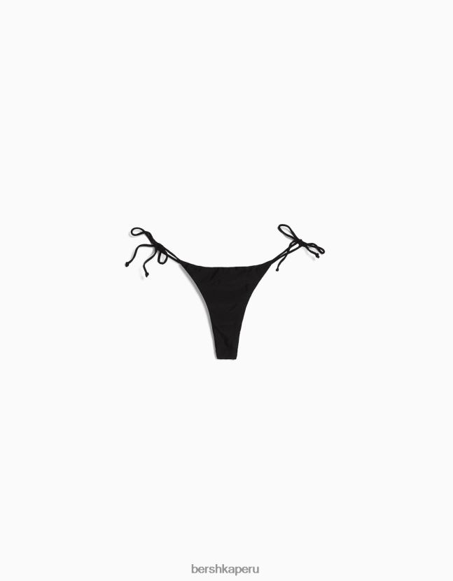 negro Bershka mujer braguitas de bikini brillantes con tiras laterales 806J6B1781