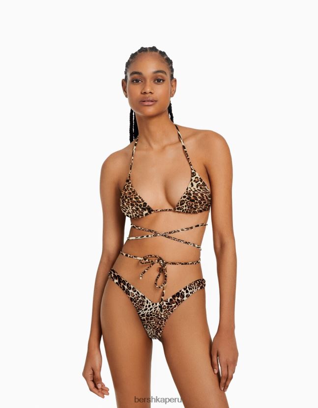 negro Bershka mujer braguitas de bikini con estampado animal 806J6B1771