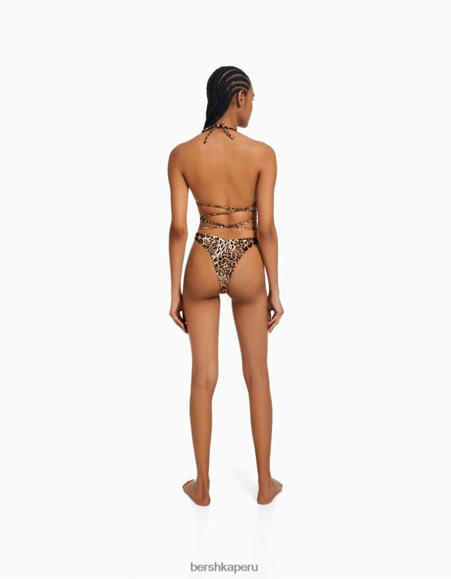 negro Bershka mujer braguitas de bikini con estampado animal 806J6B1771