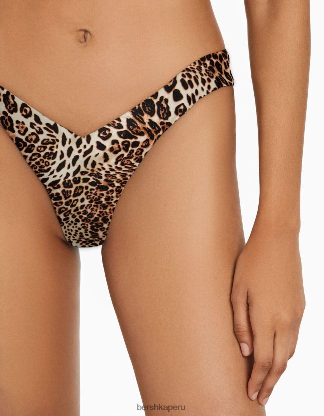 negro Bershka mujer braguitas de bikini con estampado animal 806J6B1771