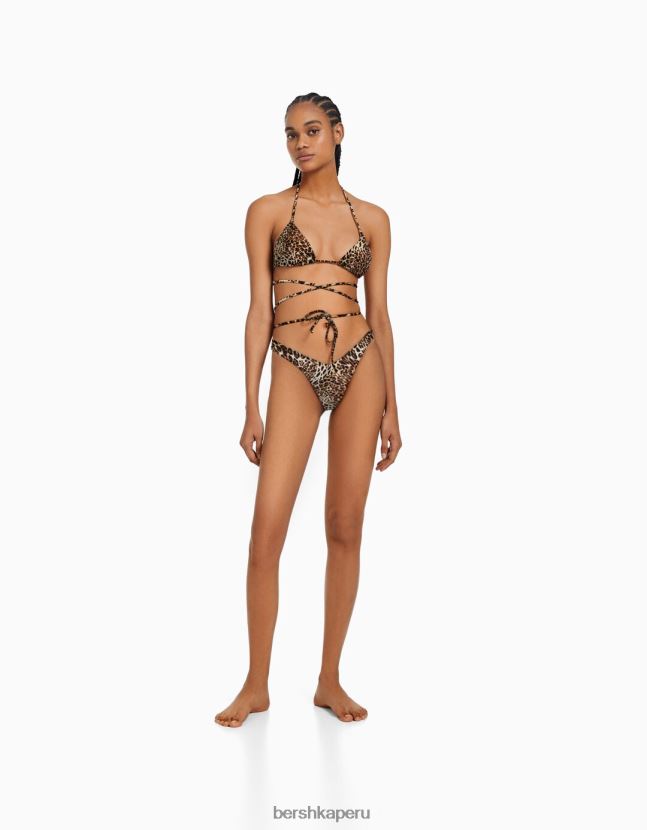 negro Bershka mujer braguitas de bikini con estampado animal 806J6B1771