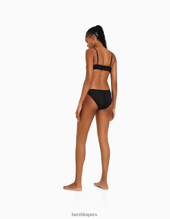 negro Bershka mujer conjunto de bikini de tejido fruncido 806J6B1794