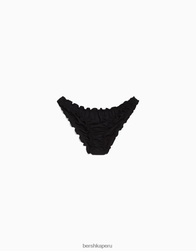 negro Bershka mujer conjunto de bikini de tejido fruncido 806J6B1794