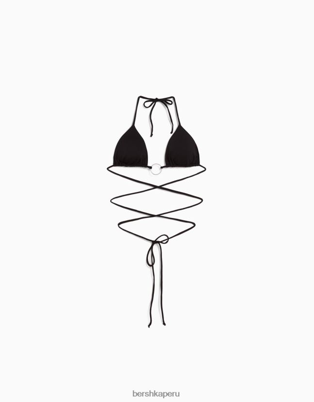 negro Bershka mujer parte de arriba de bikini con detalle de anilla 806J6B1796