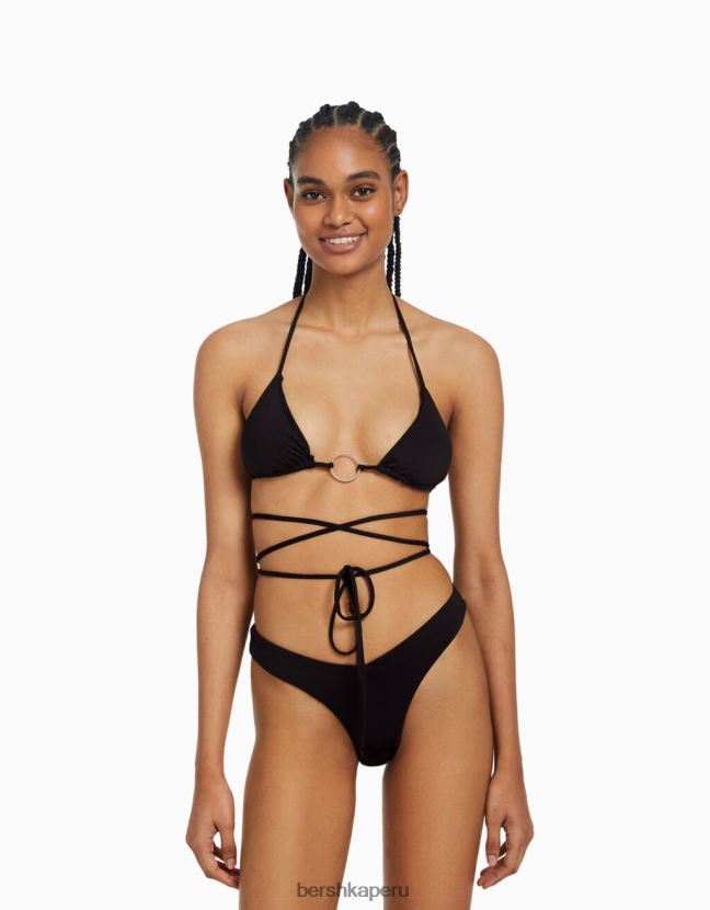 negro Bershka mujer parte de arriba de bikini con detalle de anilla 806J6B1797