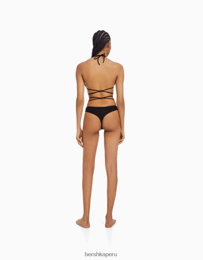 negro Bershka mujer parte de arriba de bikini con detalle de anilla 806J6B1797