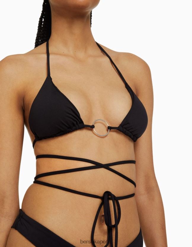 negro Bershka mujer parte de arriba de bikini con detalle de anilla 806J6B1797