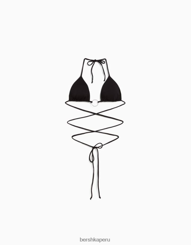 negro Bershka mujer parte de arriba de bikini con detalle de anilla 806J6B1797