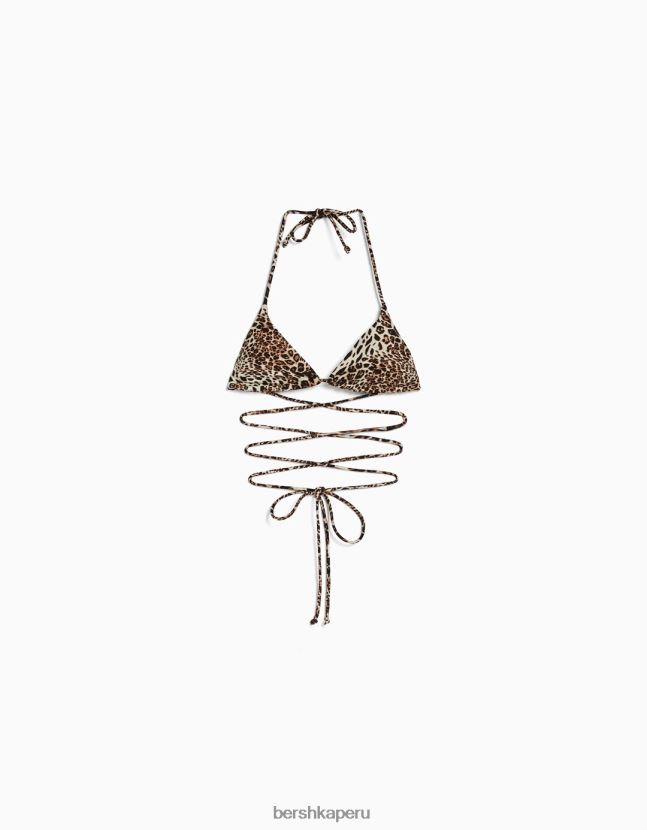 negro Bershka mujer top de bikini triangular con estampado animal 806J6B1769