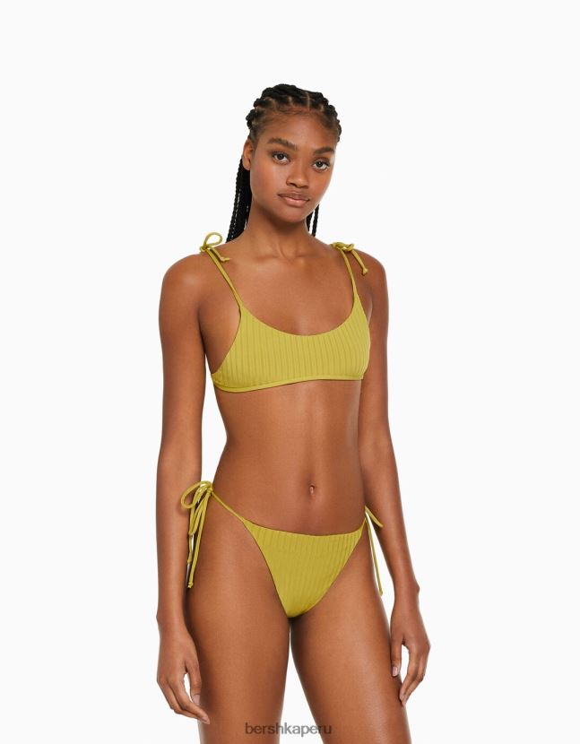 verde Bershka mujer braguitas de bikini anchas de canalé 806J6B1807