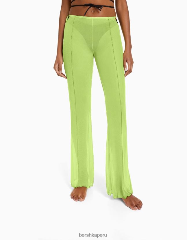 verde Bershka mujer pantalones de tul con aberturas laterales 806J6B1795