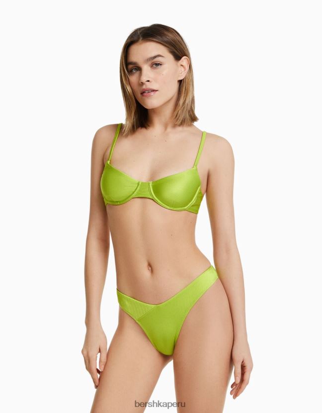 verde Bershka mujer top de bikini brillante con aros 806J6B1821