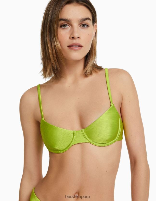 verde Bershka mujer top de bikini brillante con aros 806J6B1821