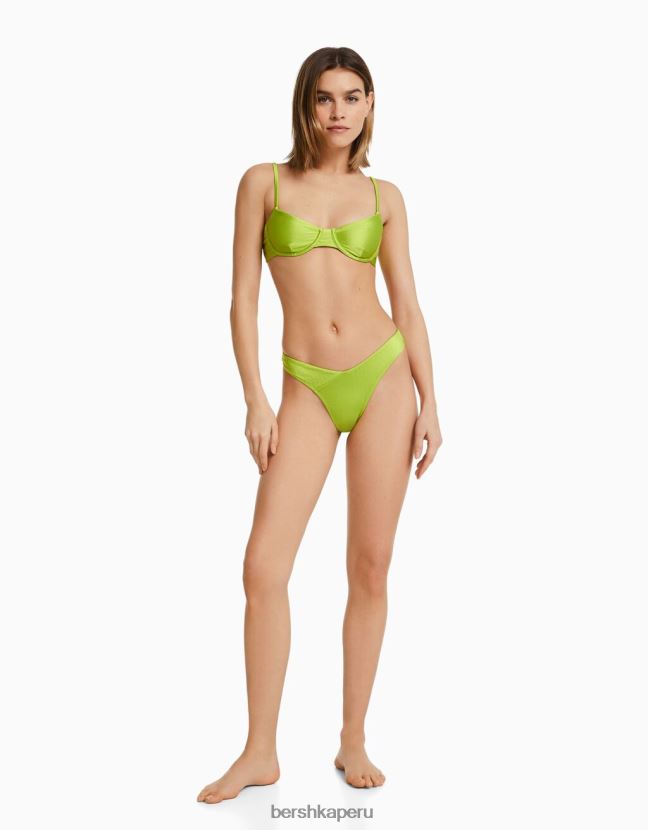 verde Bershka mujer top de bikini brillante con aros 806J6B1821