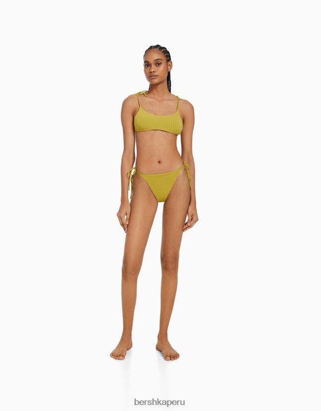 verde Bershka mujer top de bikini de canalé ancho 806J6B1801