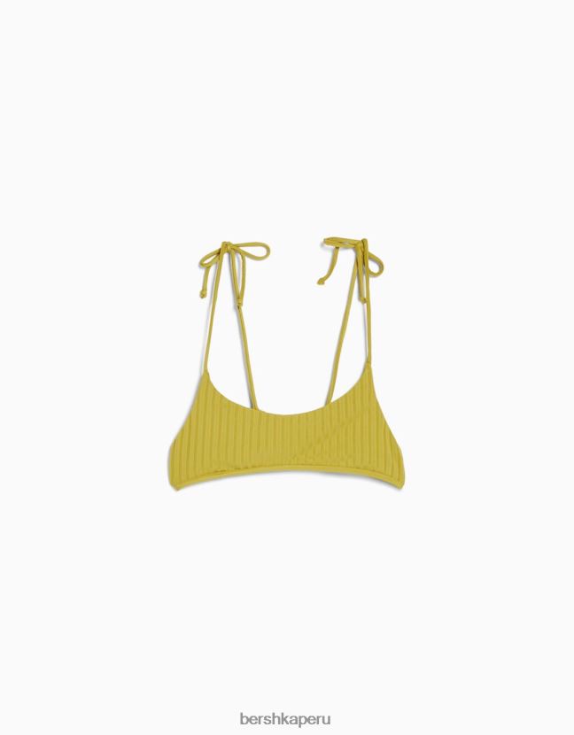 verde Bershka mujer top de bikini de canalé ancho 806J6B1801