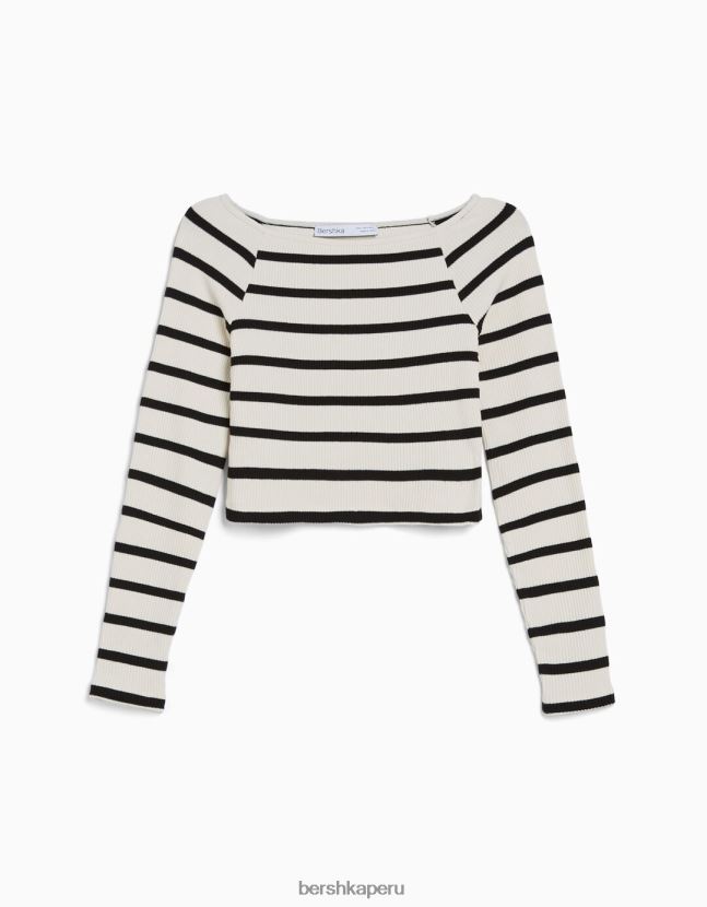 azul Bershka mujer conjunto de camiseta y falda a rayas 806J6B2045