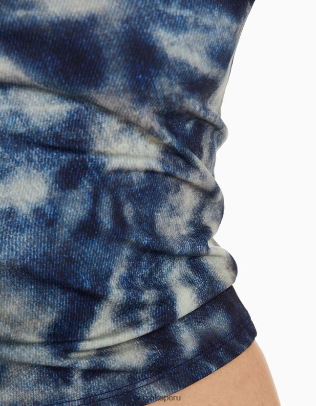 azul Bershka mujer top bandeau con efecto teñido anudado 806J6B2026