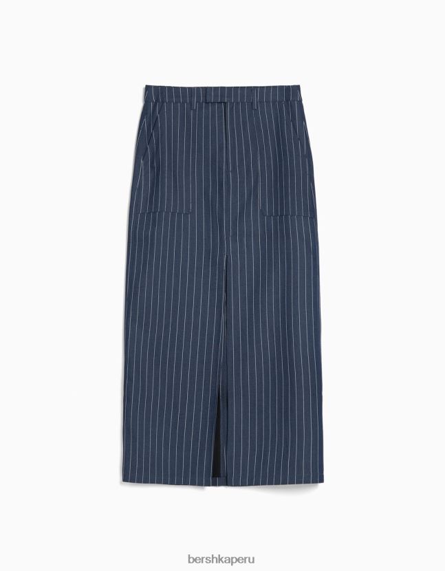 azul oscuro Bershka mujer conjunto de falda y chaleco de rayas diplomáticas 806J6B2000