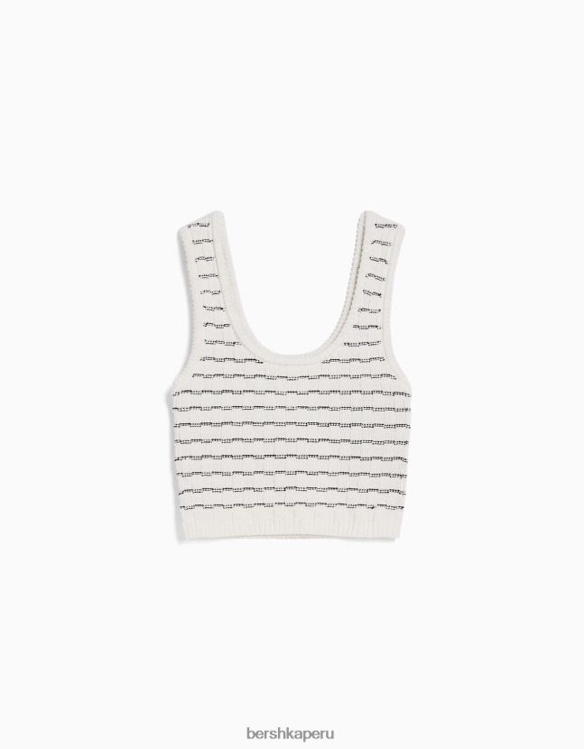 blanco Bershka mujer conjunto de blusa y falda de punto 806J6B986