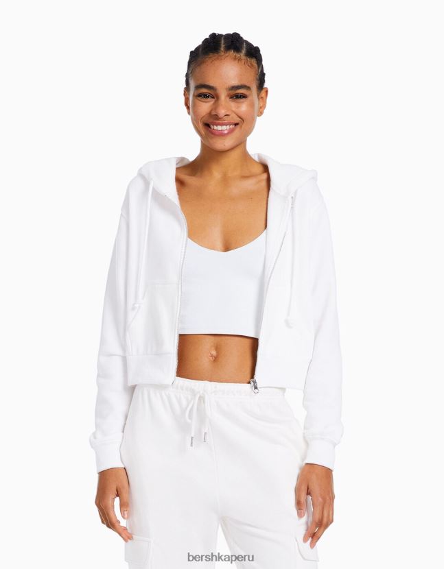blanco Bershka mujer conjunto de sudadera con capucha y pantalones con bolsillos 806J6B2059