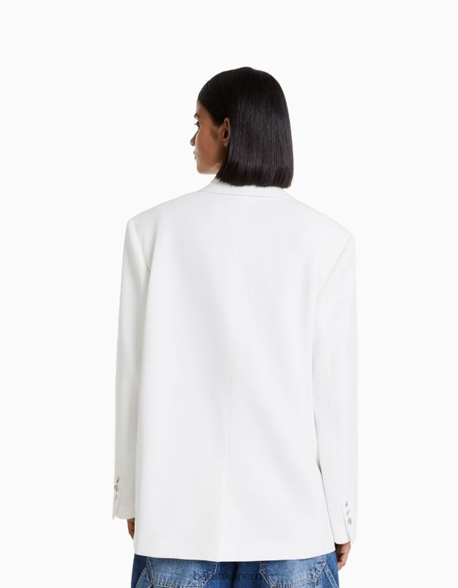 blanquecino Bershka mujer blazer de sastre holgado con corte femenino 806J6B2007