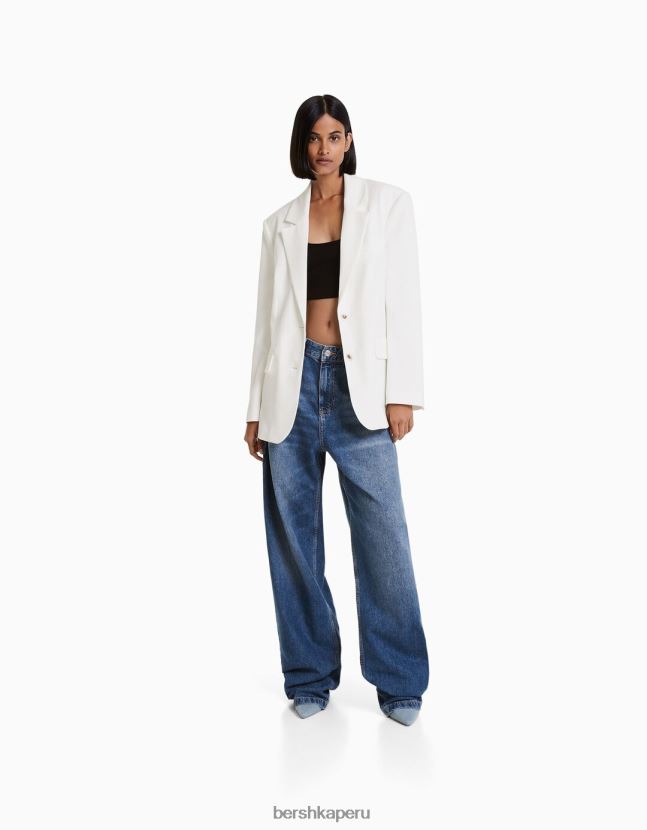 blanquecino Bershka mujer blazer de sastre holgado con corte femenino 806J6B2007