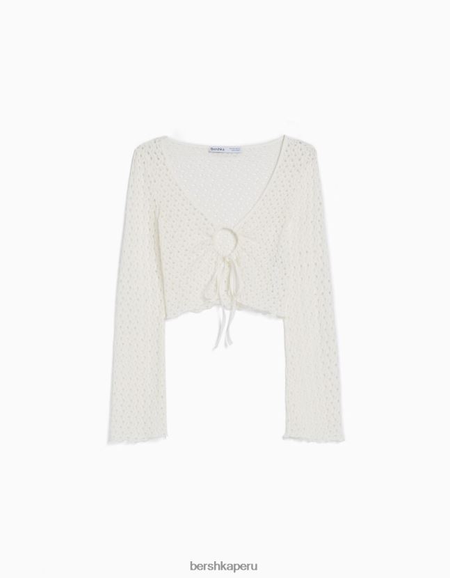 blanquecino Bershka mujer conjunto de top y pantalón a crochet 806J6B972