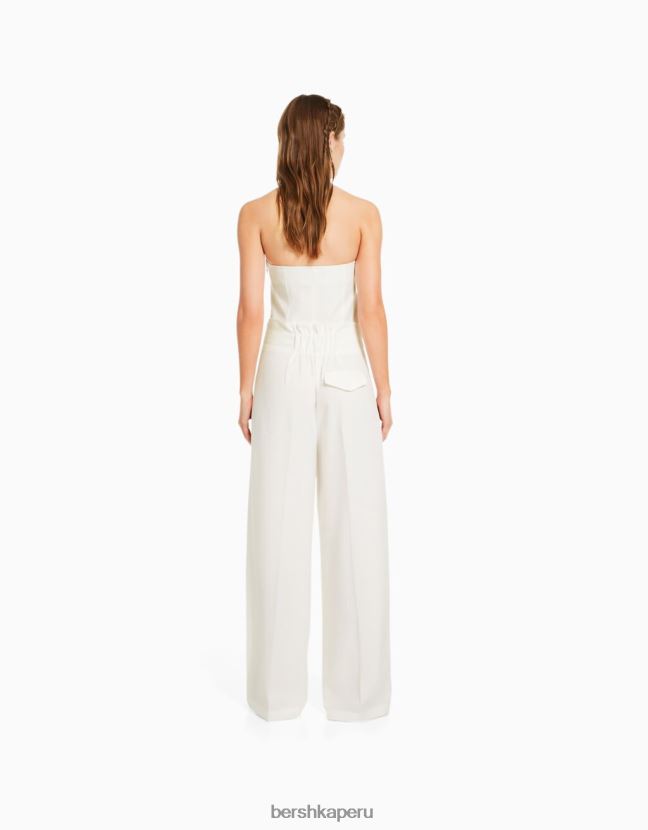blanquecino Bershka mujer pantalones rústicos de vestir anchos 806J6B1998