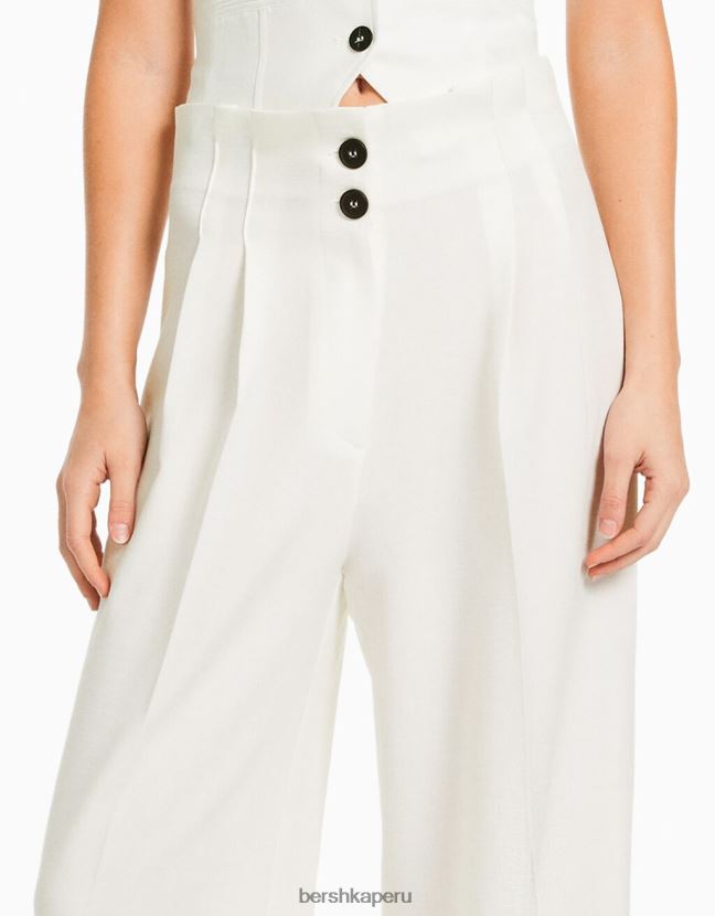 blanquecino Bershka mujer pantalones rústicos de vestir anchos 806J6B1998