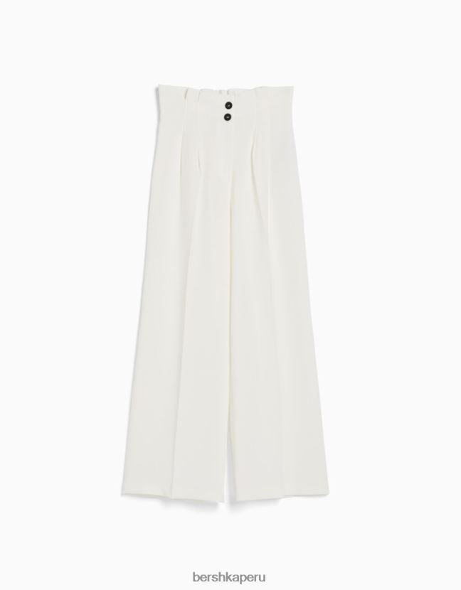 blanquecino Bershka mujer pantalones rústicos de vestir anchos 806J6B1998