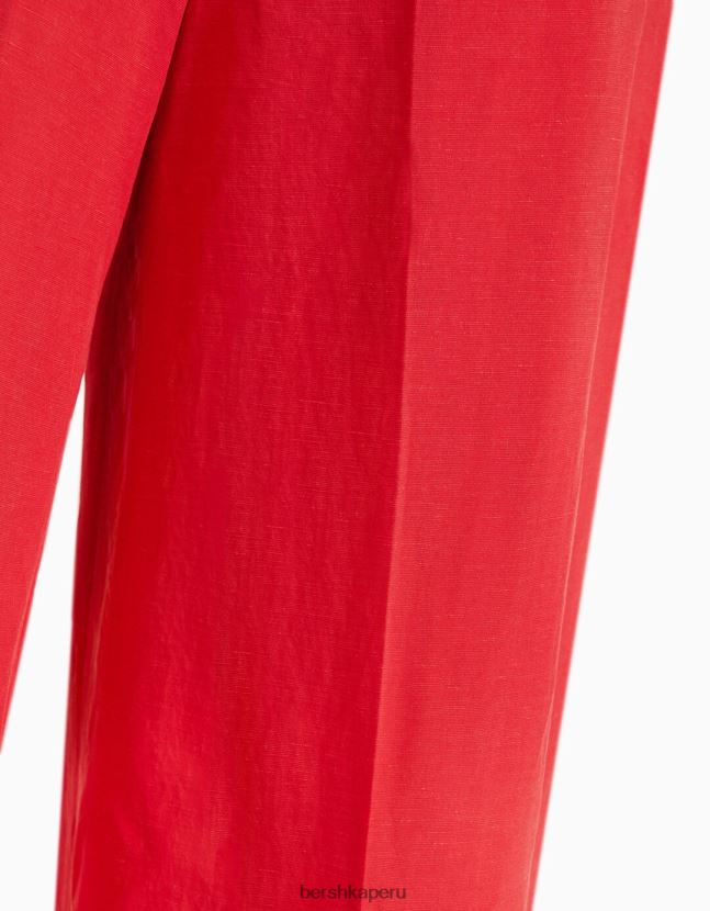 coral Bershka mujer pantalones anchos de mezcla de lino 806J6B1995