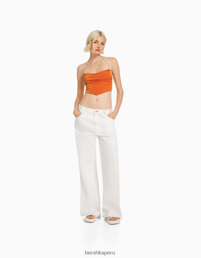 coral Bershka mujer top fular con lazo y pedrería 806J6B2033